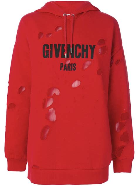 mens red givenchy hoodie|givenchy hoodie with holes.